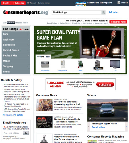 Consumer Reports website