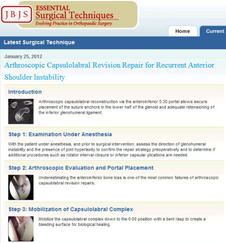 JBJS Surgical Techniques website